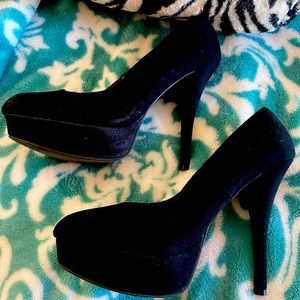 Black suede stilettos